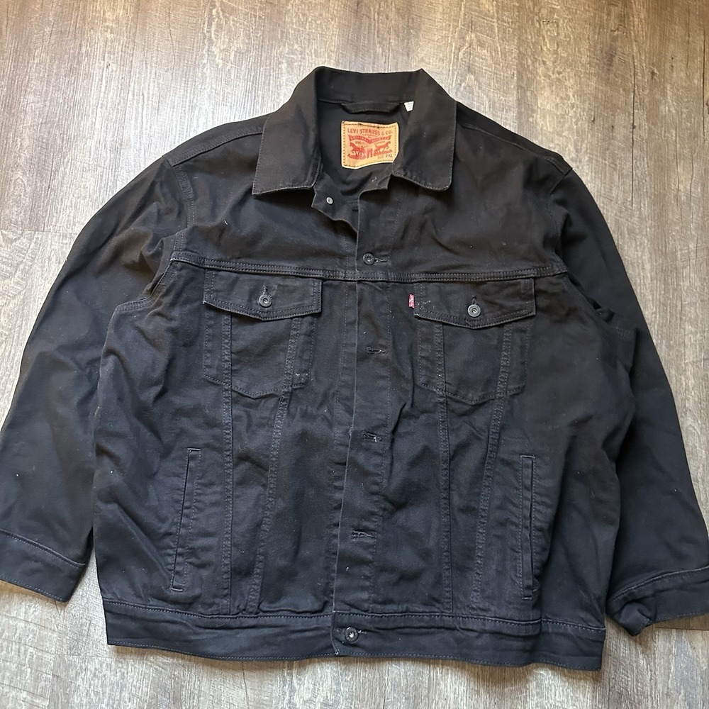 Levi's Trucker Denim Jacket - Black - Men's 2XL Y2K Jean‎ Red Tab Motorcycle